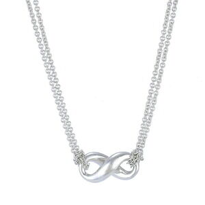 Tiffany Infinity Pendant Necklace Double Chain Silver CO
